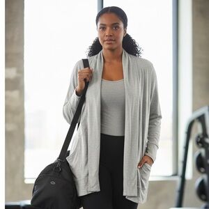 All in Motion Studio Cardigan 2X Heather Gray Open Front Lightweight NWT